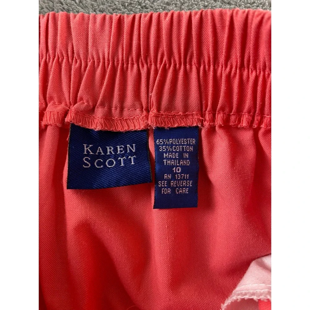 Karen Scott Womens Coral Pink Elastic Waist Pull On Shorts Size 10 Casual Summer
